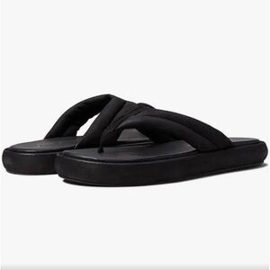 Free People Black Leather Wonderland Thong Sandals